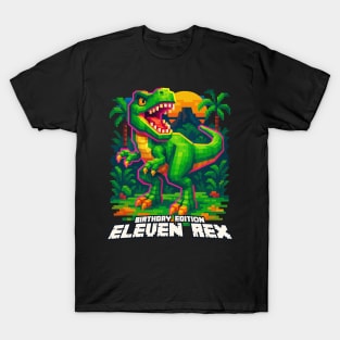 Eleven Rex Birthday T-Shirt – Pixel Dinosaur Birthday Edition for 11-Year-Olds T-Shirt